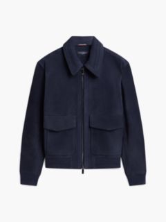 New York Label Leather Zip-Thru Jacket — Blue 6