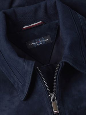 blue new york label leather zip-thru jacket for men tommy hilfiger