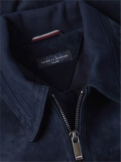 New York Label Leather Zip-Thru Jacket — Blue 7