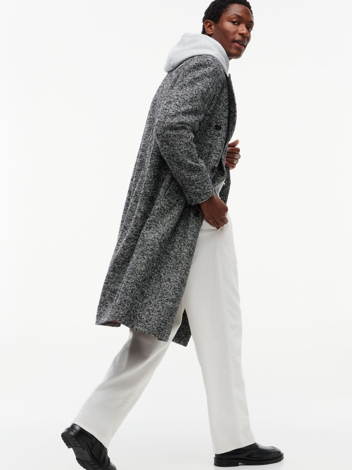 New York Label Wool Blend Longline Coat — Black