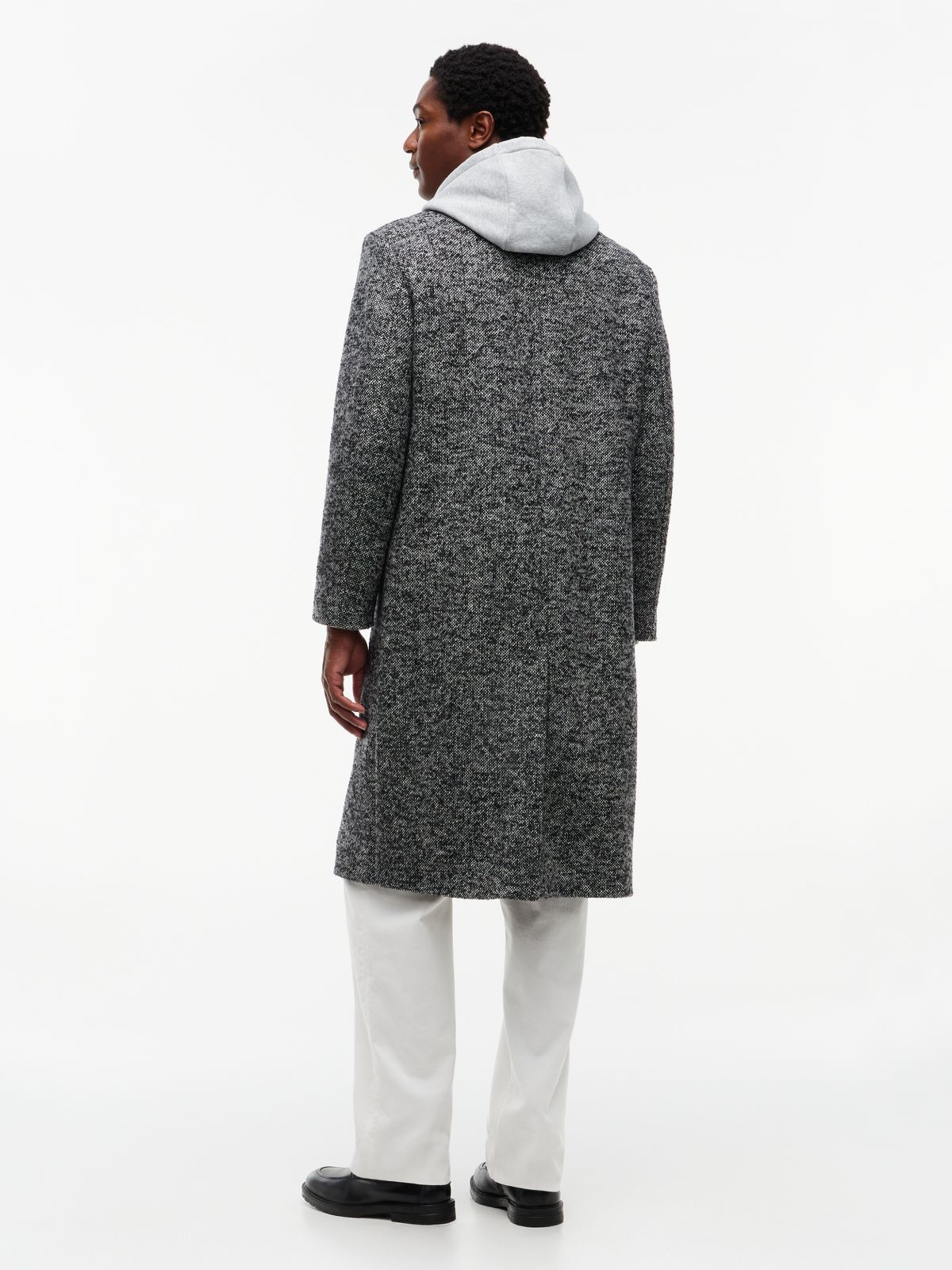 New York Label Wool Blend Longline Coat — Black