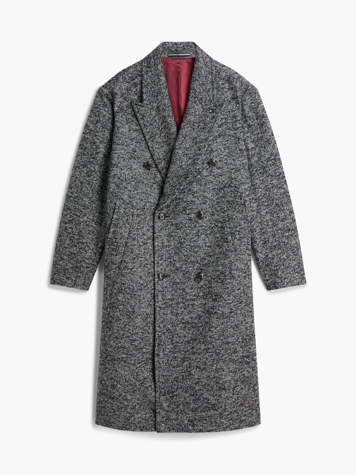 New York Label Wool Blend Longline Coat — Black