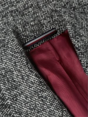 black new york label wool blend longline coat for men tommy hilfiger