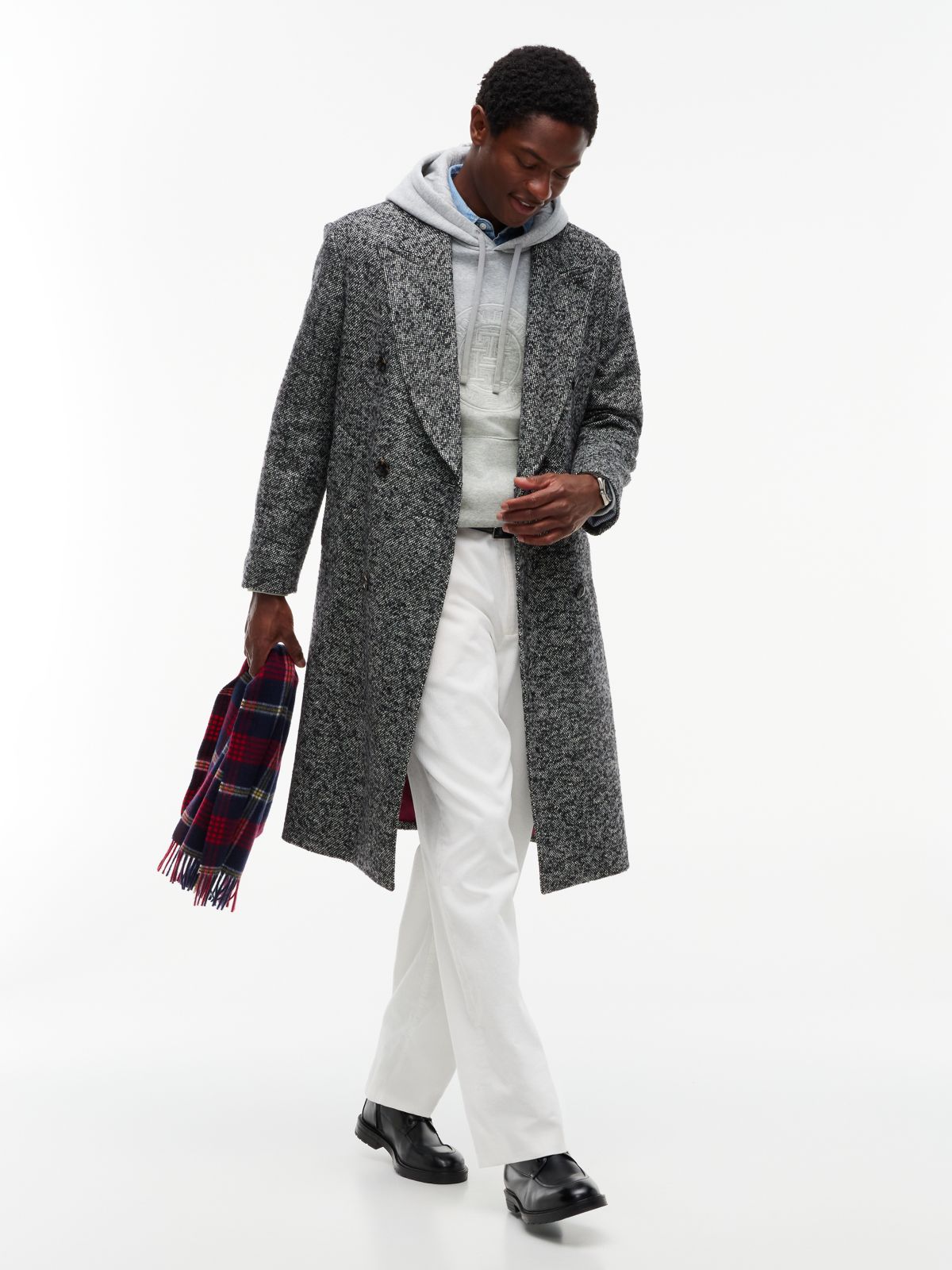 New York Label Wool Blend Longline Coat — Black