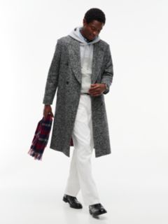 New York Label Wool Blend Longline Coat — Black 1