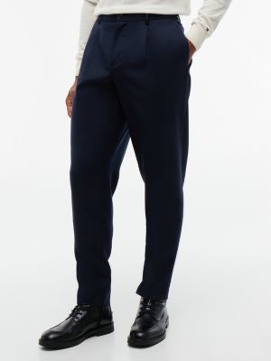 blue new york label tech wool blend trousers for men tommy hilfiger