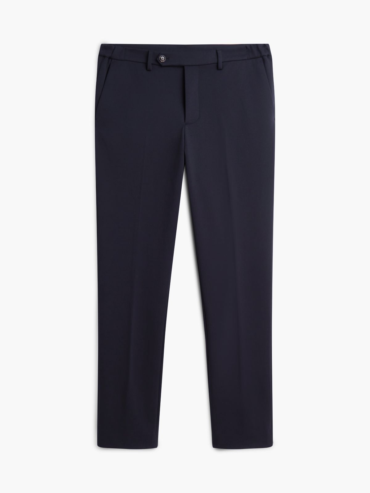New York Label Knit Straight Trousers — Blue