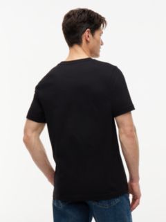 Contrast Logo Crew Neck Jersey T-Shirt — Black 4