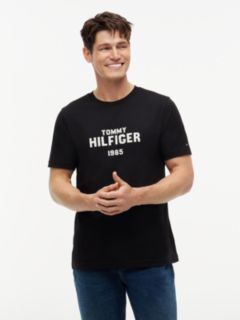 Contrast Logo Crew Neck Jersey T-Shirt — Black 1