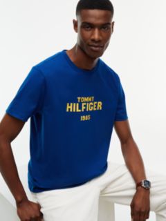 Contrast Logo Crew Neck Jersey T-Shirt — Blue 3