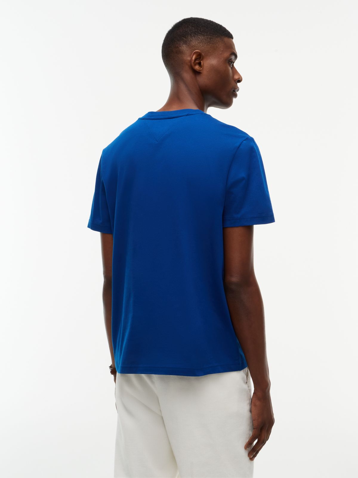 Contrast Logo Crew Neck Jersey T-Shirt — Blue
