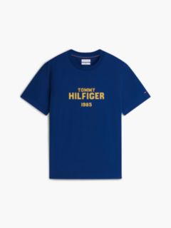 Contrast Logo Crew Neck Jersey T-Shirt — Blue 5