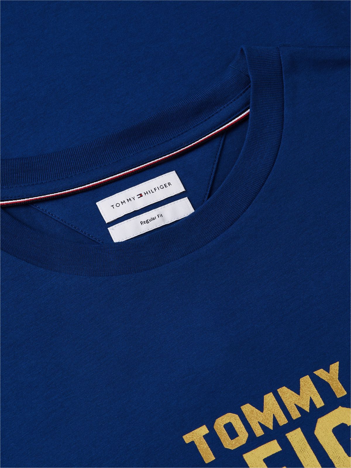 Contrast Logo Crew Neck Jersey T-Shirt — Blue