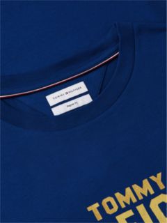 Contrast Logo Crew Neck Jersey T-Shirt — Blue 6