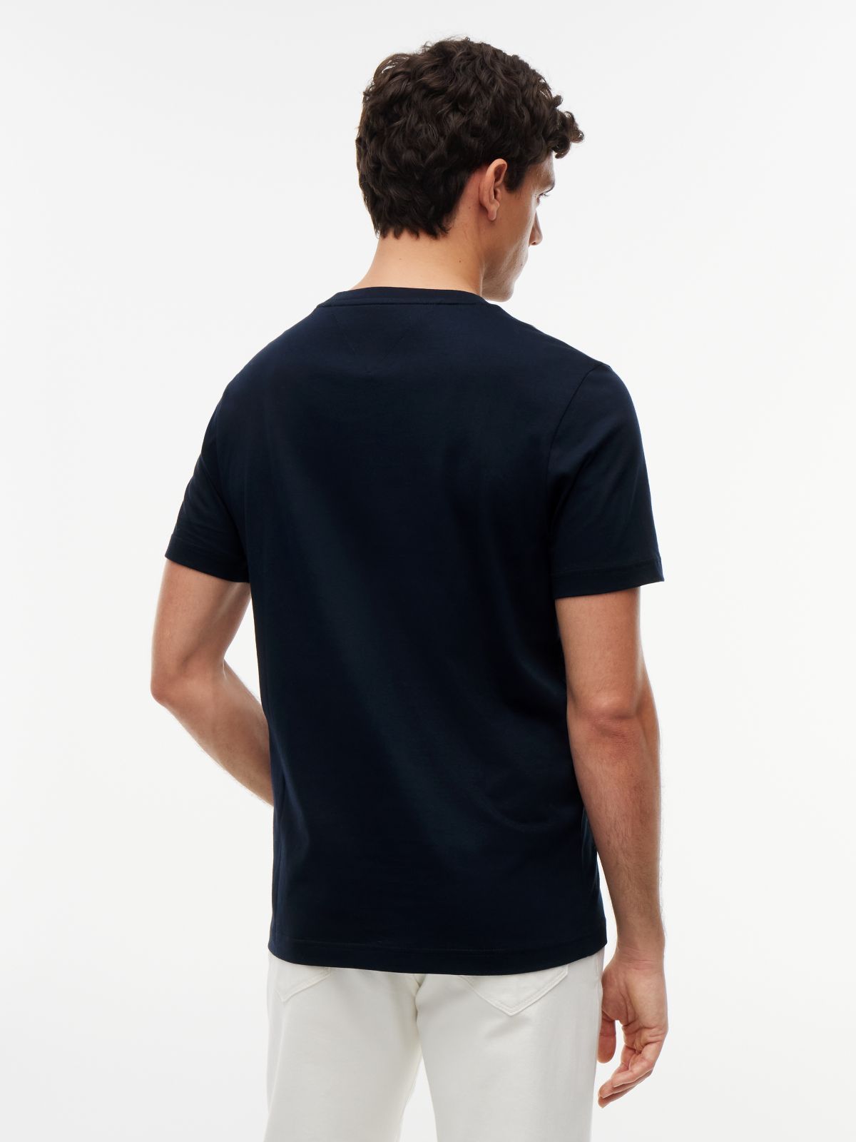 Contrast Logo Crew Neck Jersey T-Shirt — Blue