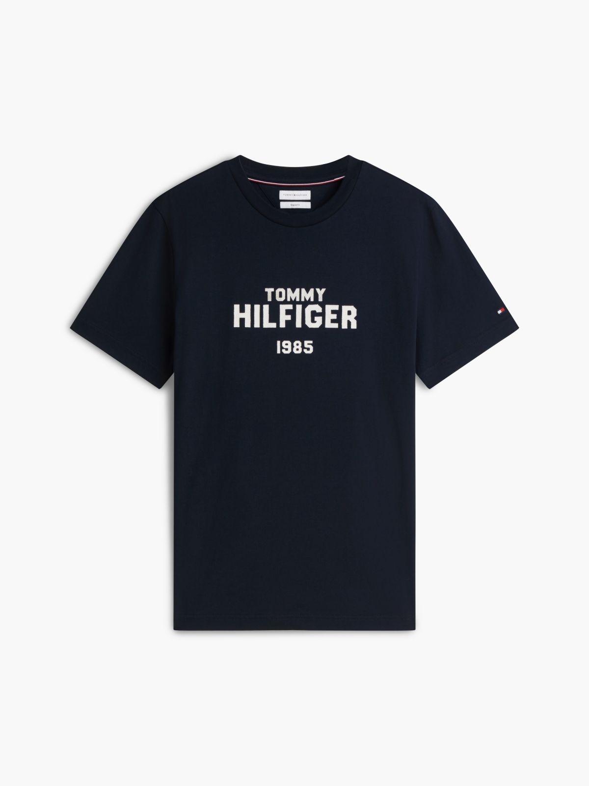 Contrast Logo Crew Neck Jersey T-Shirt — Blue