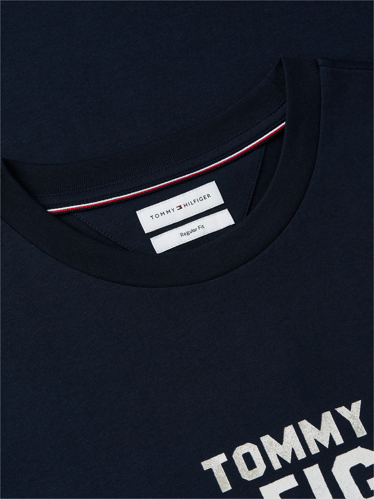 Contrast Logo Crew Neck Jersey T-Shirt — Blue