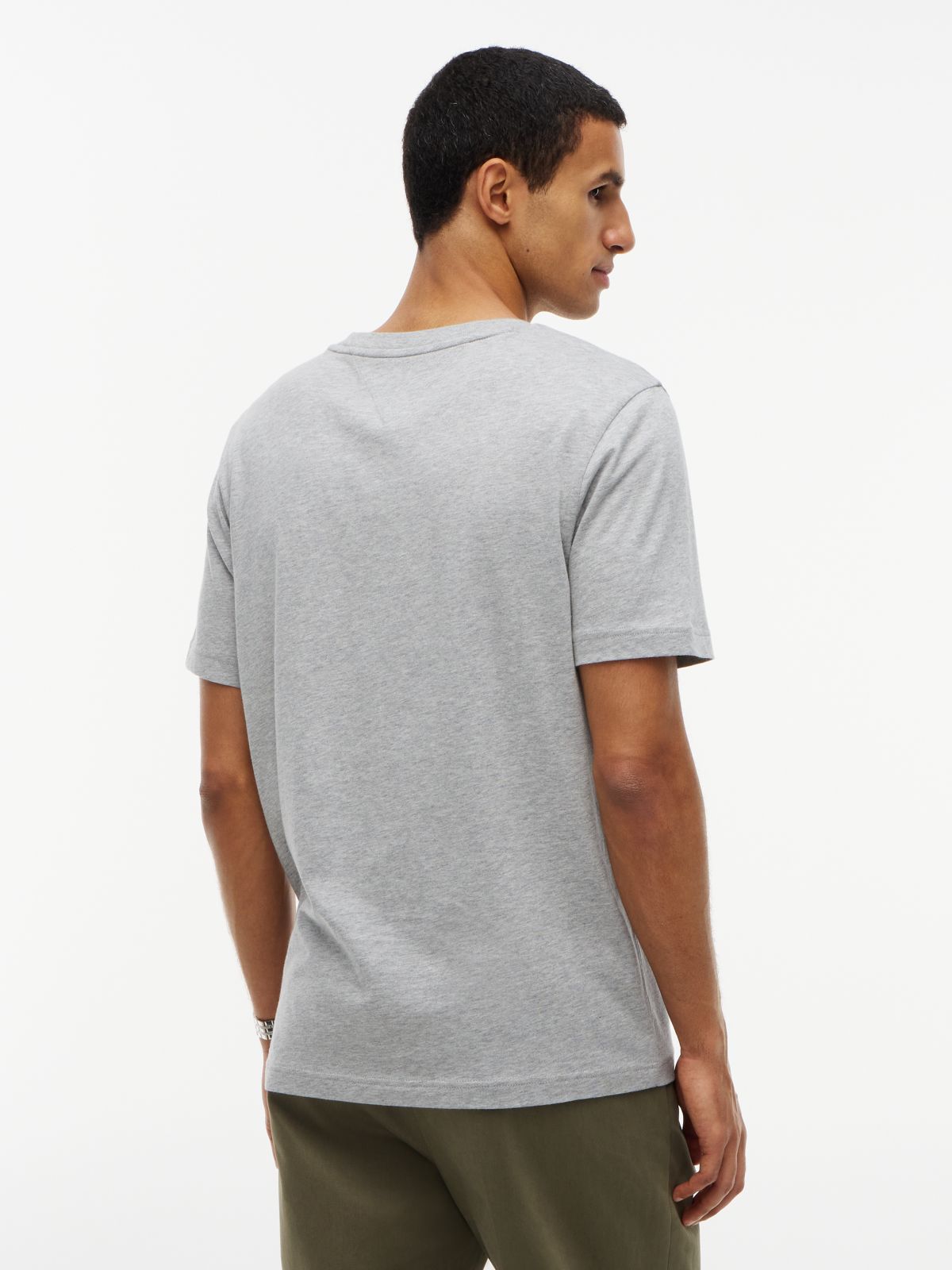 Contrast Logo Crew Neck Jersey T-Shirt — Grey