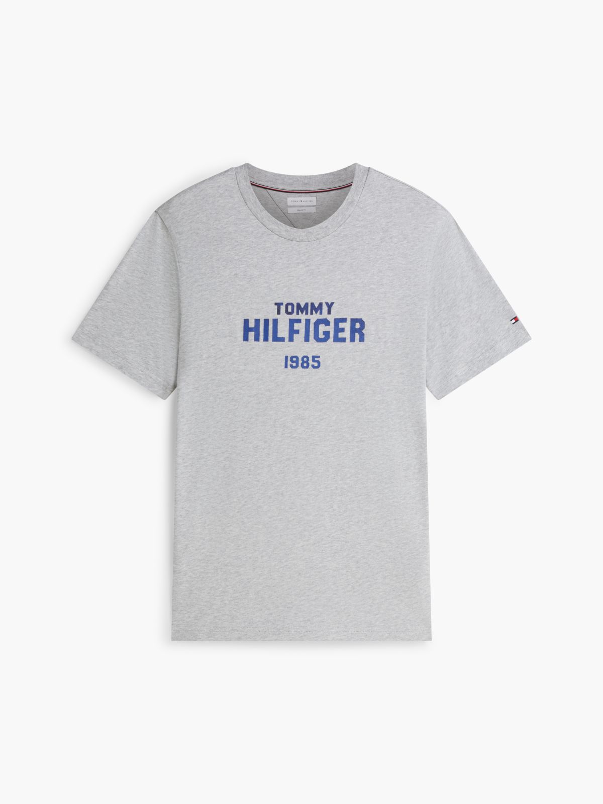 Contrast Logo Crew Neck Jersey T-Shirt — Grey