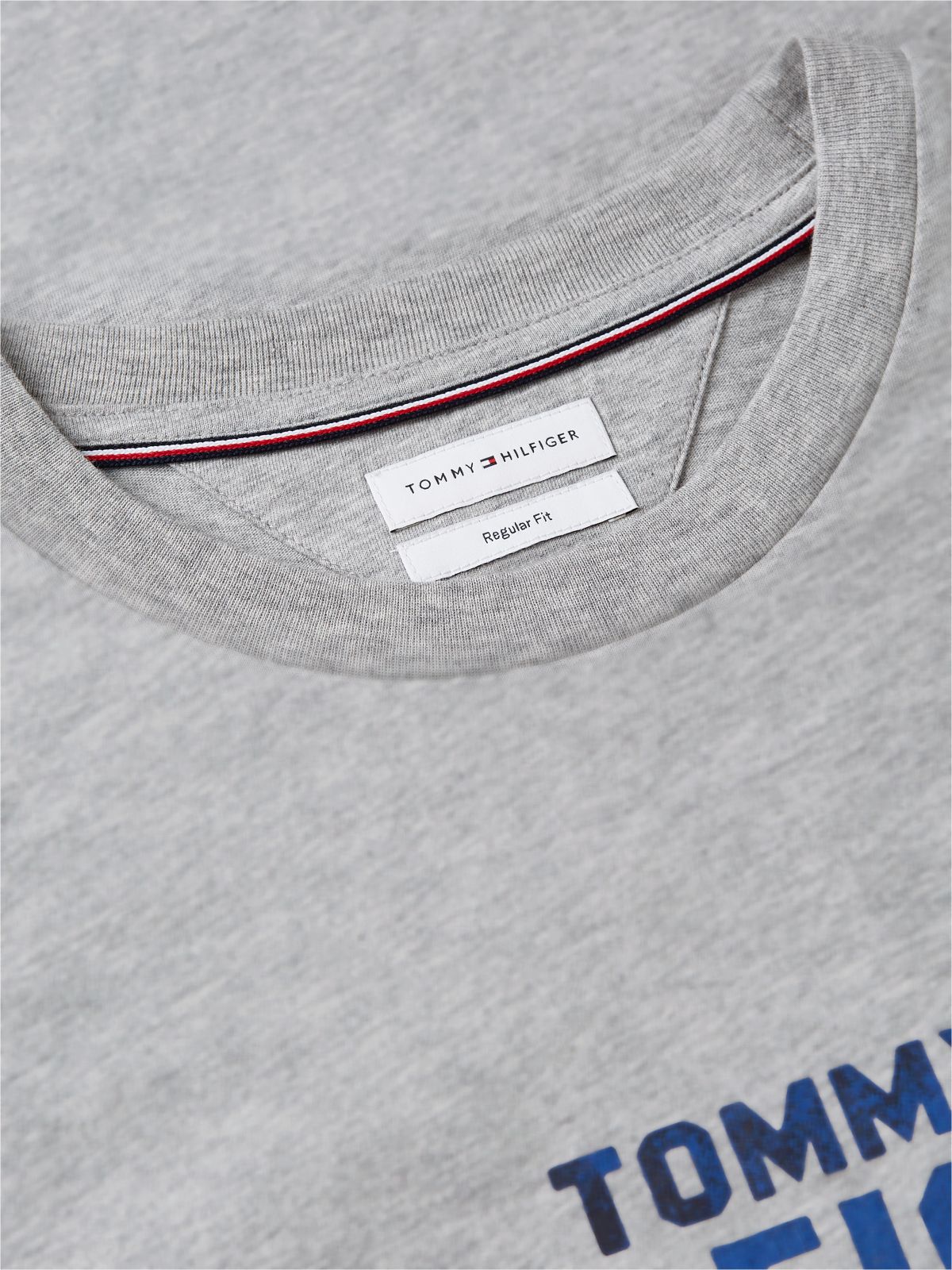 Contrast Logo Crew Neck Jersey T-Shirt — Grey