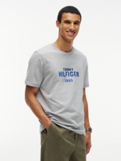Contrast Logo Crew Neck Jersey T-Shirt — Grey 1