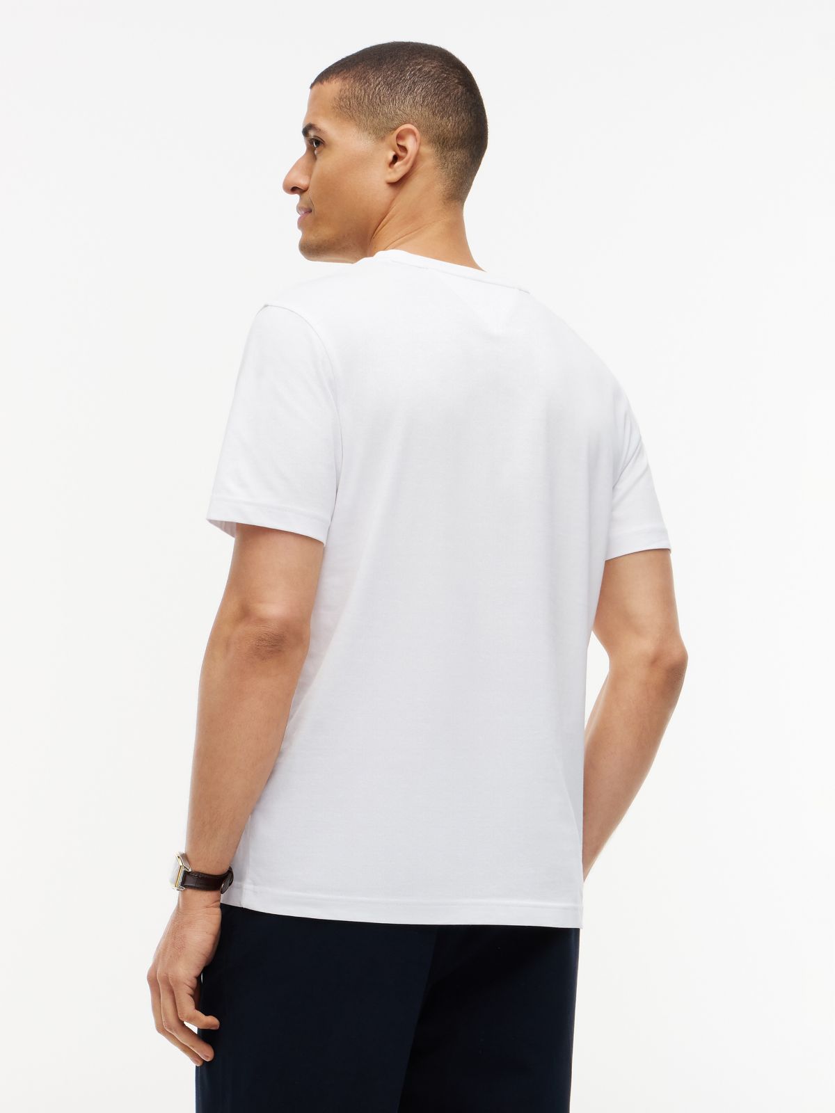 Contrast Logo Crew Neck Jersey T-Shirt — White