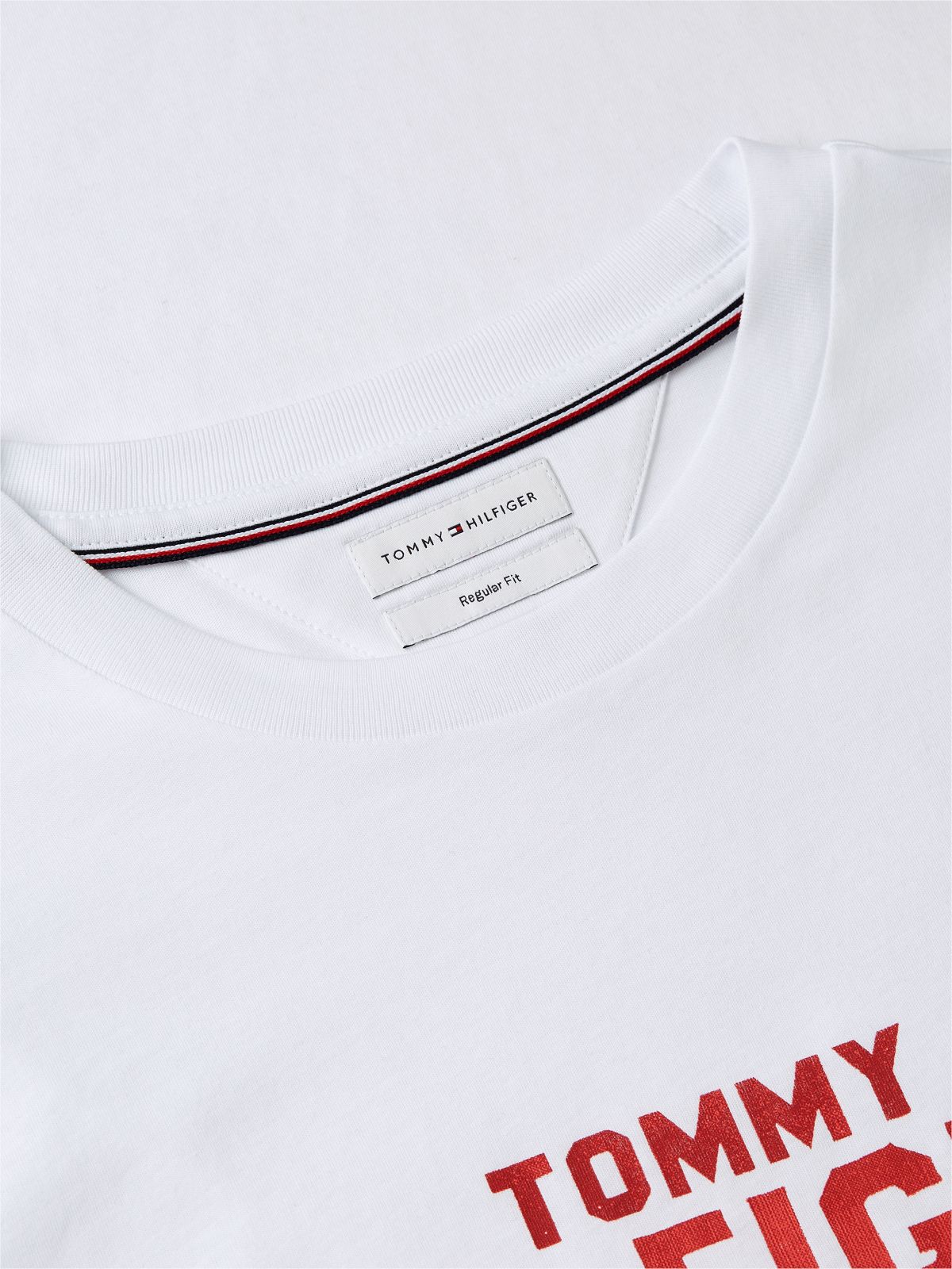 Contrast Logo Crew Neck Jersey T-Shirt — White