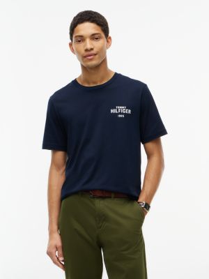 blue t-shirt aus jersey mit 1985-grafik für herren - tommy hilfiger