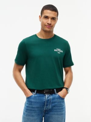 green t-shirt aus jersey mit 1985-grafik für herren - tommy hilfiger