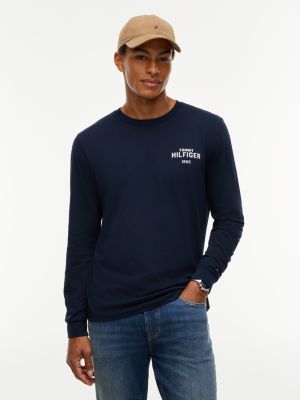 blue langarmshirt mit 1985-grafik für herren - tommy hilfiger