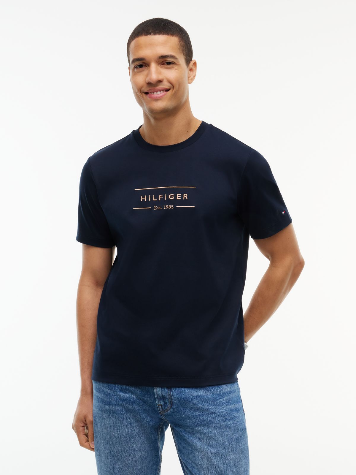Logo Interlock Knit T-Shirt — Blue
