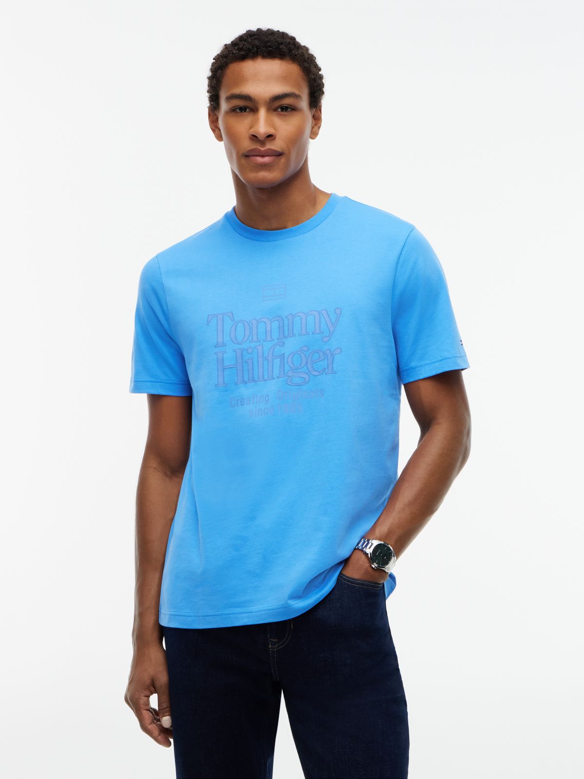 Tonal Graphic Jersey T-Shirt — Blue