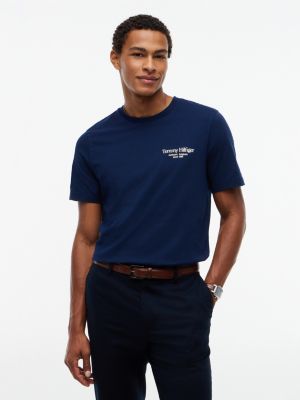 blue back logo crew neck t-shirt for men tommy hilfiger