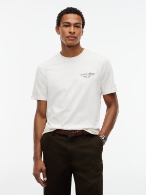 yellow back logo crew neck t-shirt for men tommy hilfiger