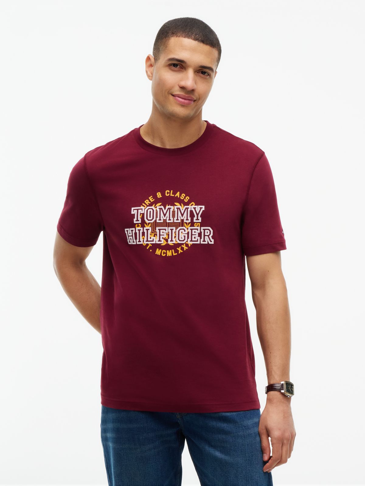 Varsity Logo Peached Jersey T-Shirt — Purple