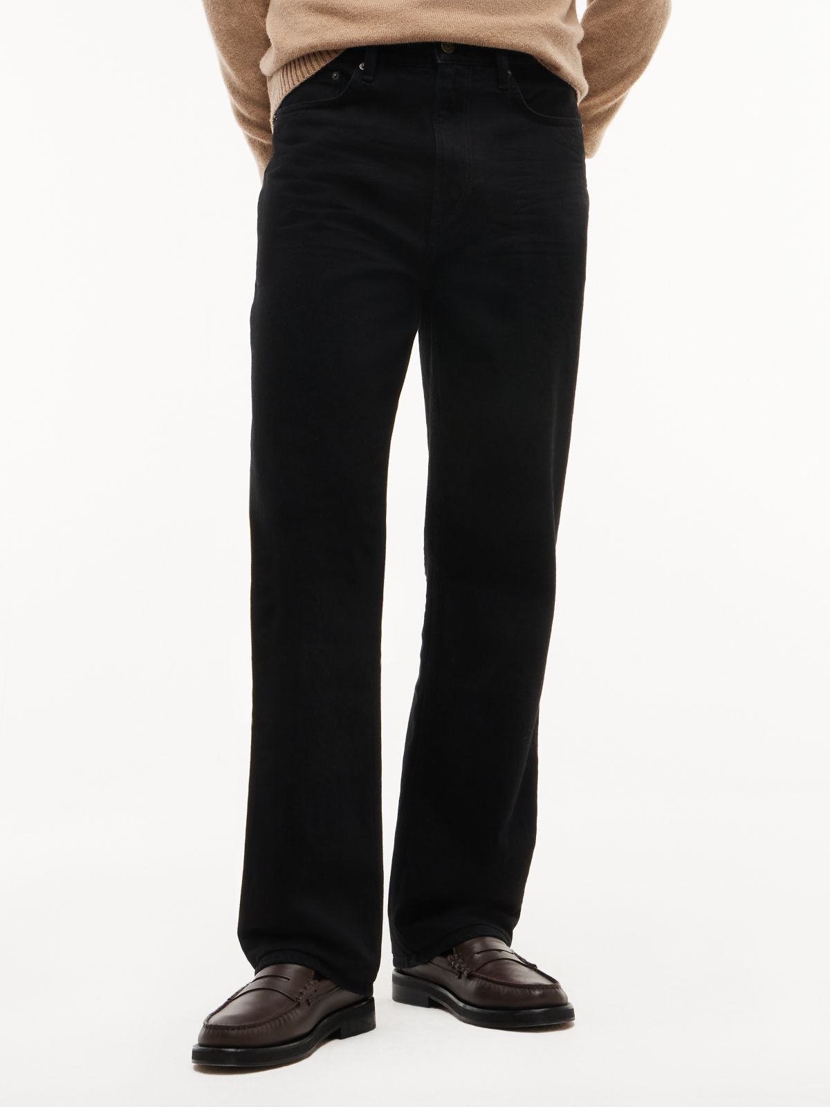 River Relaxed Straight Black Jeans — Denim