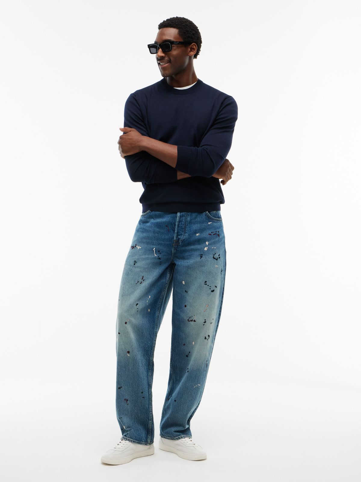 Grand Embroidery Loose Jeans — Denim