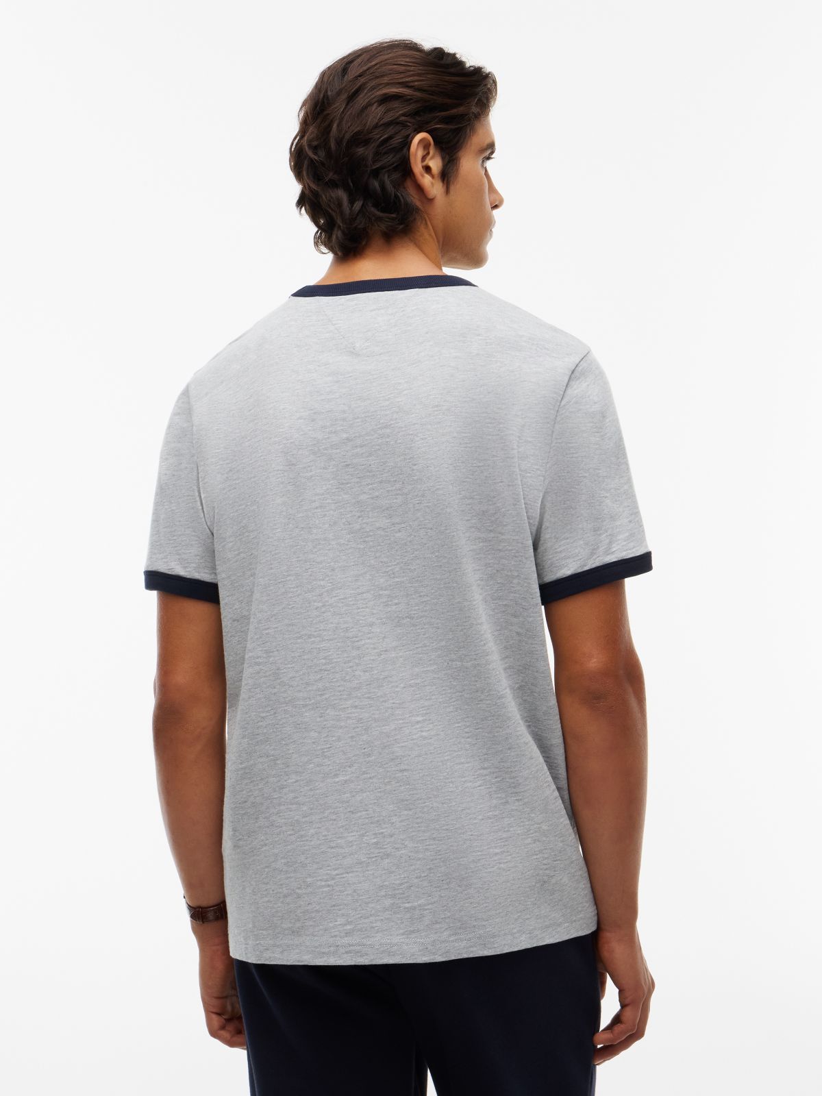 Logo Textured Jersey Ringer T-Shirt — Grey