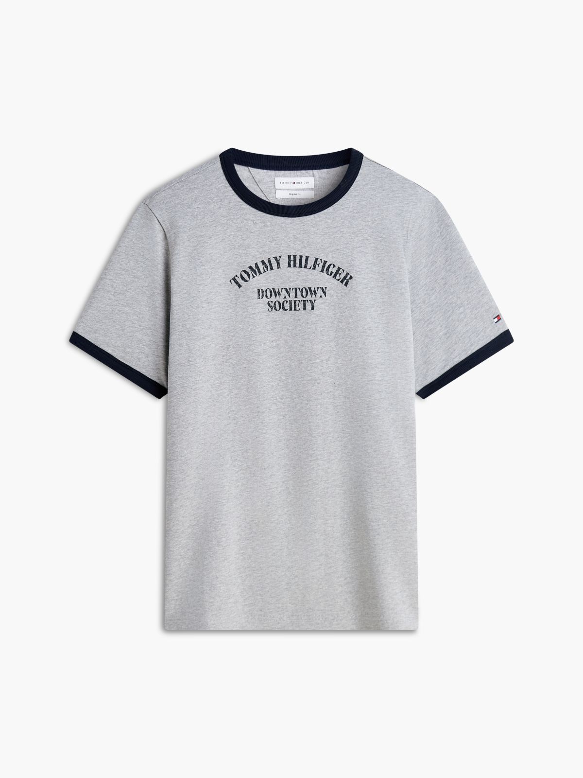 Logo Textured Jersey Ringer T-Shirt — Grey