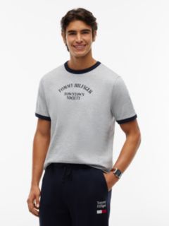 Logo Textured Jersey Ringer T-Shirt — Grey 1
