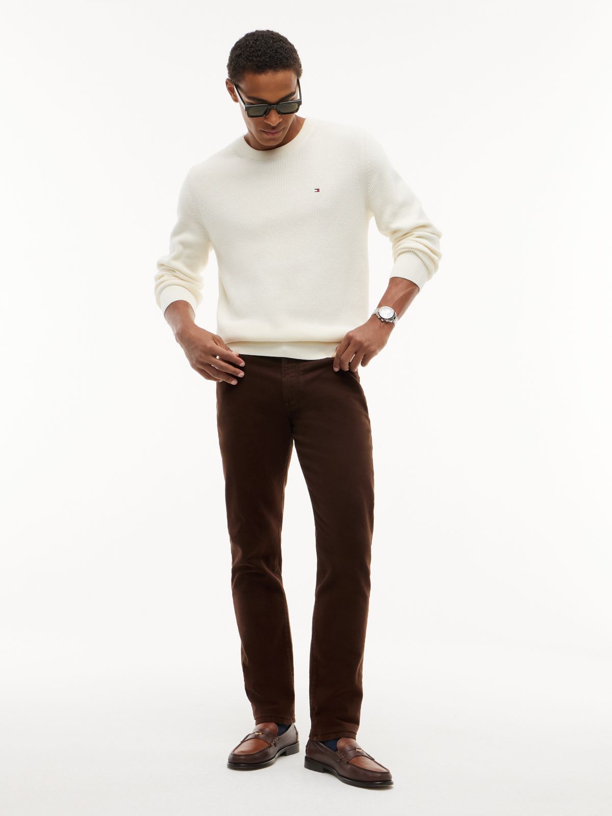Denton Slim Straight Garment Dyed Jeans — Brown