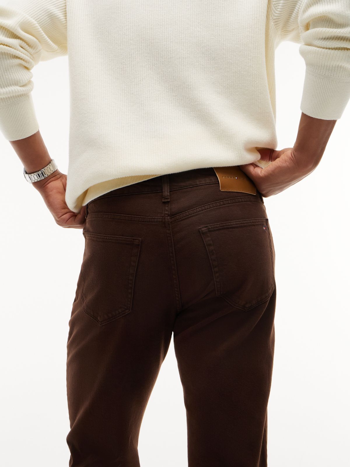 Denton Slim Straight Garment Dyed Jeans — Brown