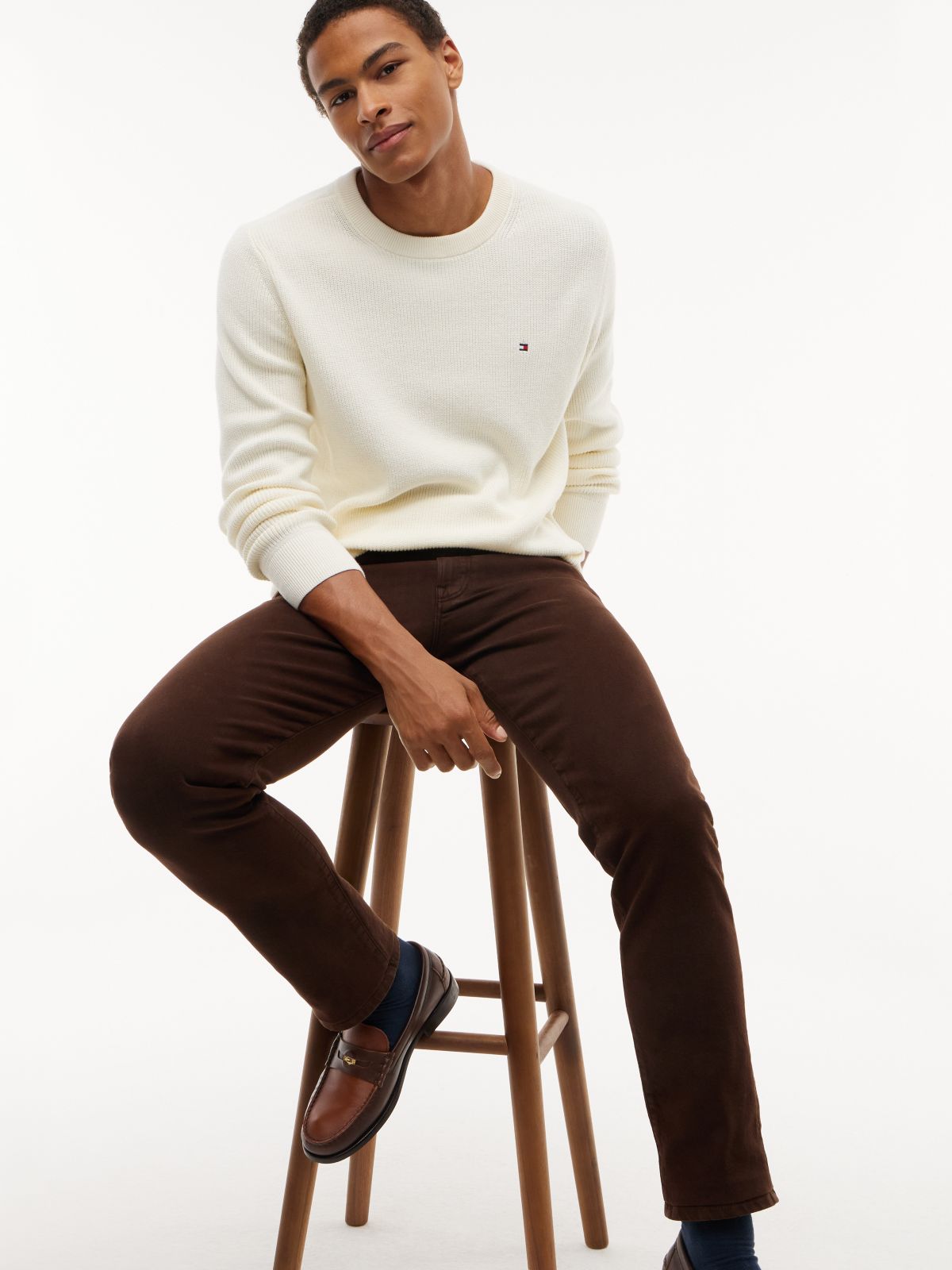Denton Slim Straight Garment Dyed Jeans — Brown