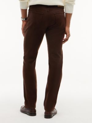 brown denton slim straight garment dyed jeans for men tommy hilfiger