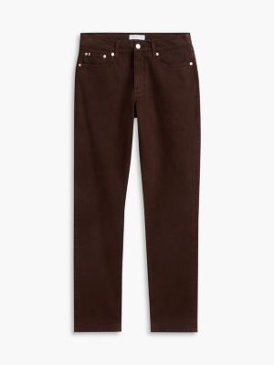 brown denton slim straight garment dyed jeans for men tommy hilfiger