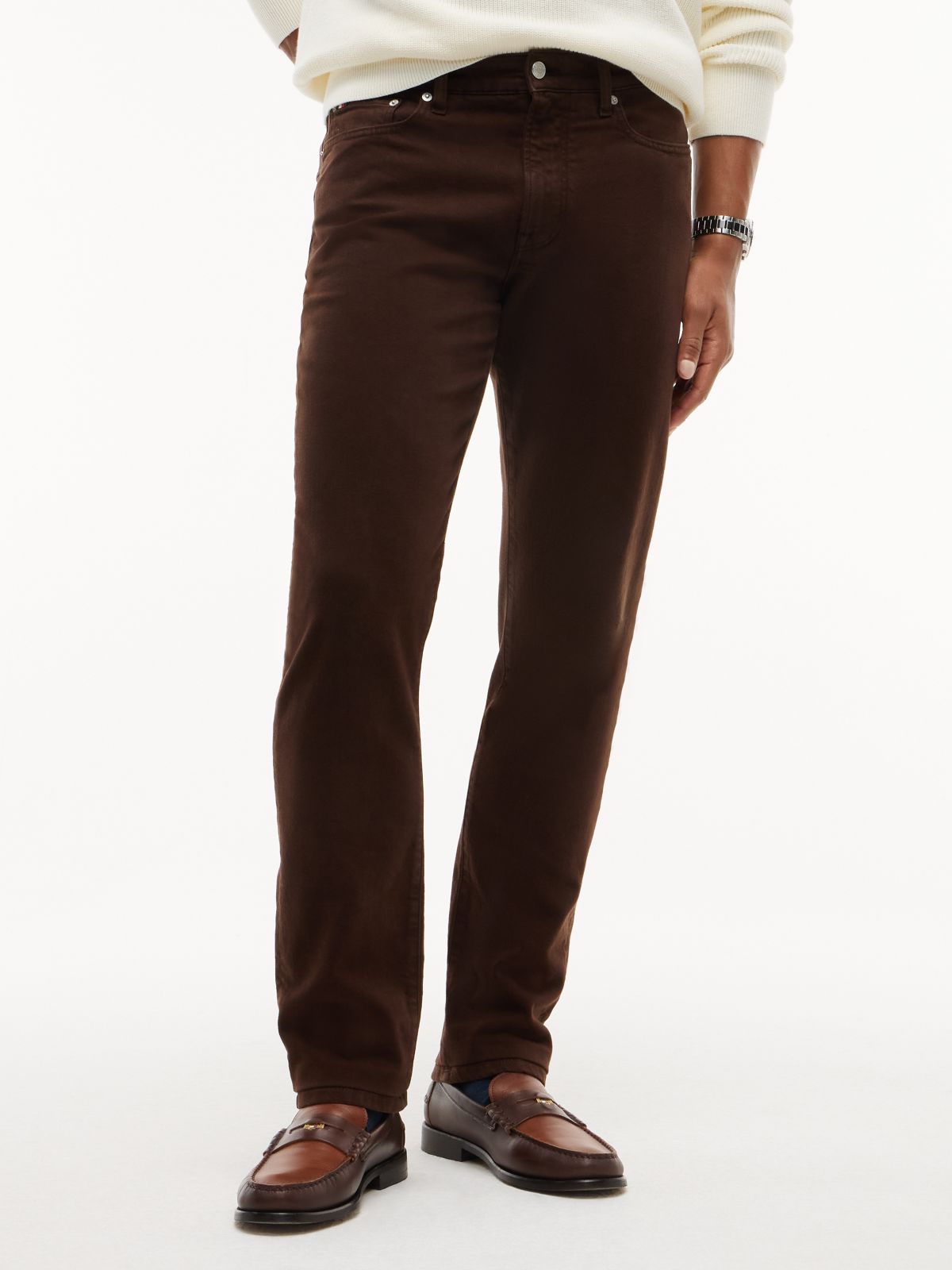 Denton Slim Straight Garment Dyed Jeans — Brown