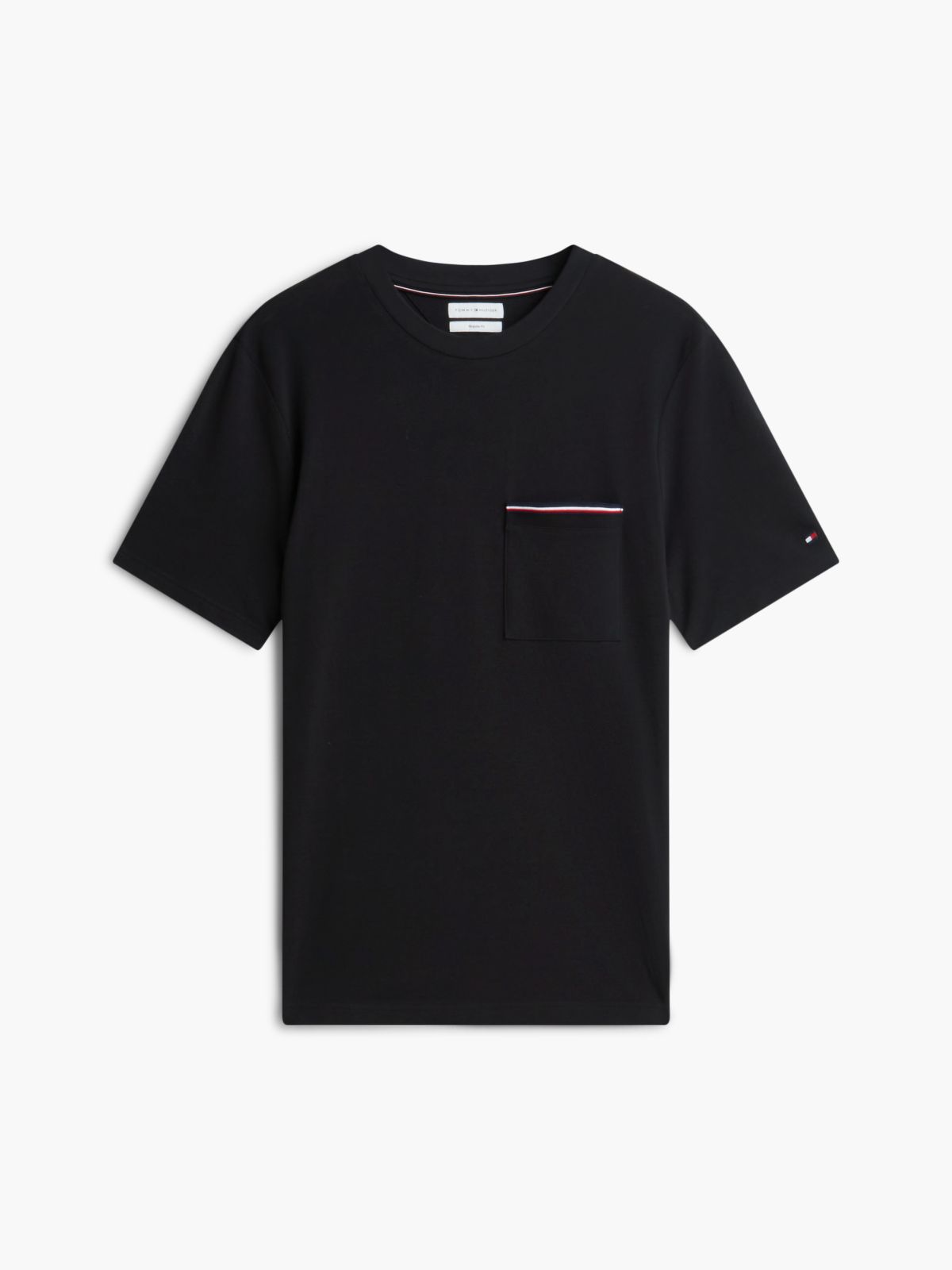 Global Stripe Pocket Pique T-Shirt — Black