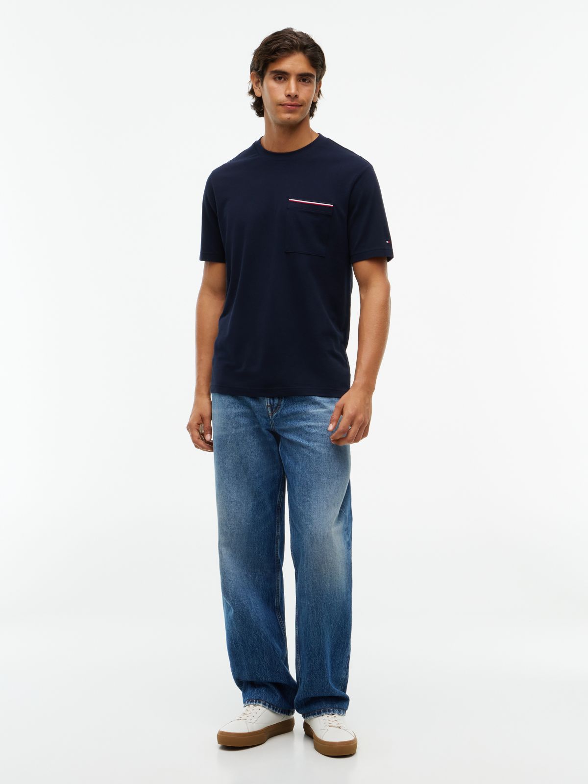 Global Stripe Pocket Pique T-Shirt — Blue