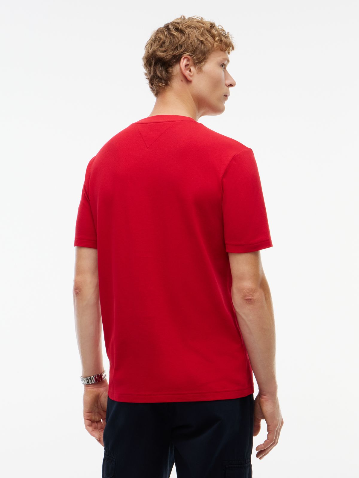 Global Stripe Pocket Pique T-Shirt — Red