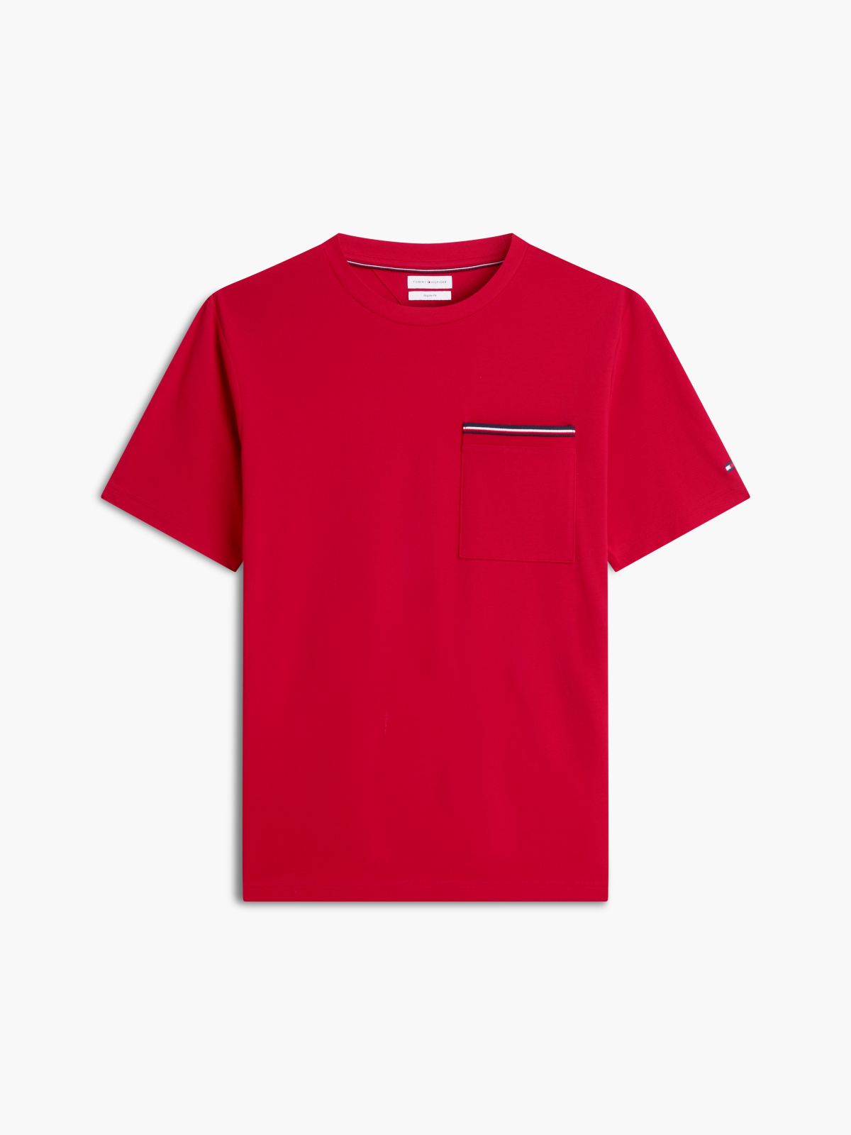 Global Stripe Pocket Pique T-Shirt — Red